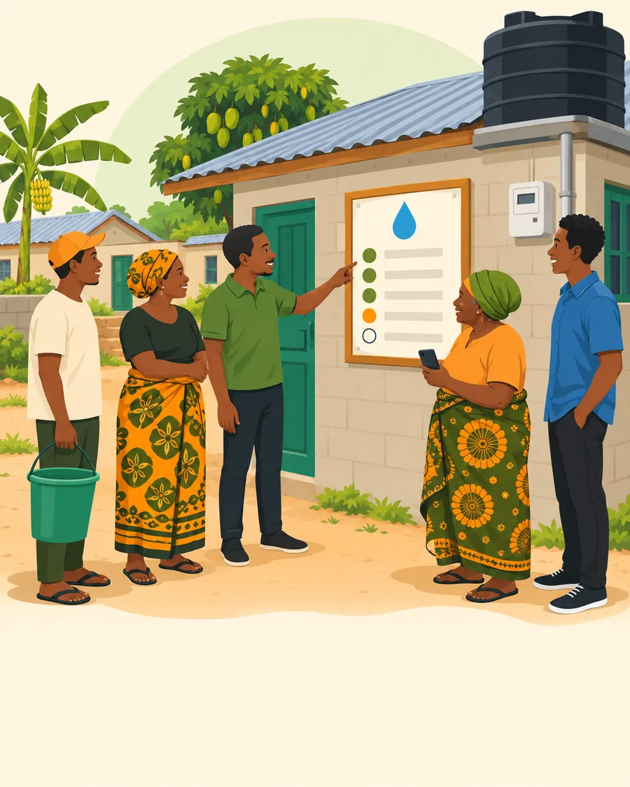 Familia za nyumba moja zikiangalia bili ya maji ya pamoja